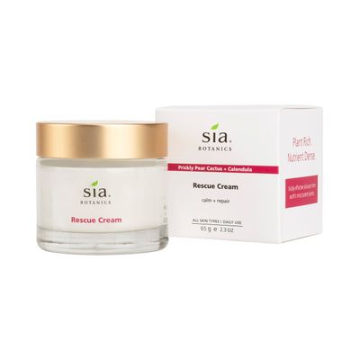 Sia Botanics Rescue Face Cream (65g2.3oz Glass Jar) Facial Moisturizer wPrickly Pear Cactus, Aloe Vera, Green Tea Extract Natural, Clean, Botanical Skincare for Women