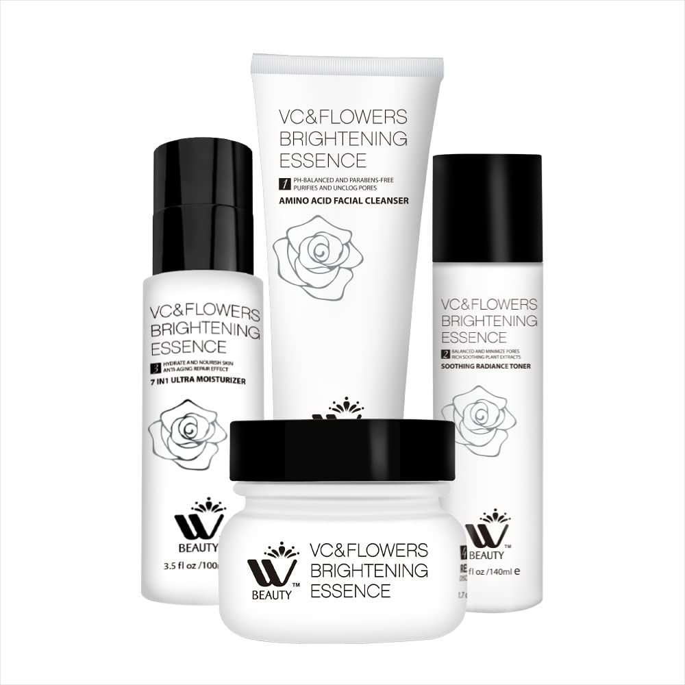 WBM Skincare Beauty Kit -Facial Cleanser Facial Moisturizer for Sensitive Skin, Witch Hazel Facial Toner with Aloe Vera Formula, Anti-Aging Night Cream for Daily Cleansing Refreshing Skin