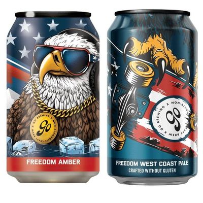 Go Brewing - Freedom West Coast Pale Freedom Amber Non-Alcoholic Craft Beer - Small Batch Brew with Classic Ingredients - Low-Calorie Crafted Without Gluten - Bold, Balanced Taste (12 Oz, 12 Cans)