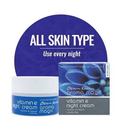 Aroma Magic Vitamin E Night Cream Hydrating Nourishing Moisturizer Restores Revitalizes Dry, Dull Skin Anti-Aging Wrinkle Care Non-Greasy Formula 1.76 Oz (50g)