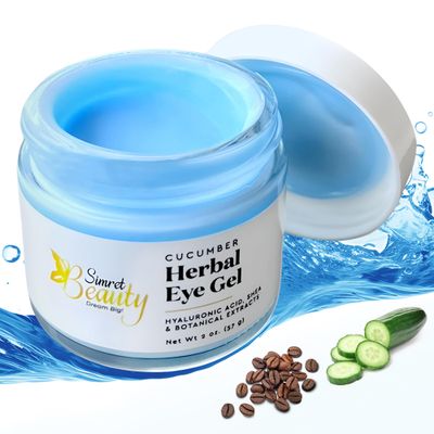Simret Beauty Eye Cream for Dark Circles, Anti-Aging Herbal Eye Gel with Hyaluronic Acid, Caffeine, Coffee, and Shea - Best for Puffiness, Wrinkles, and Fine Lines