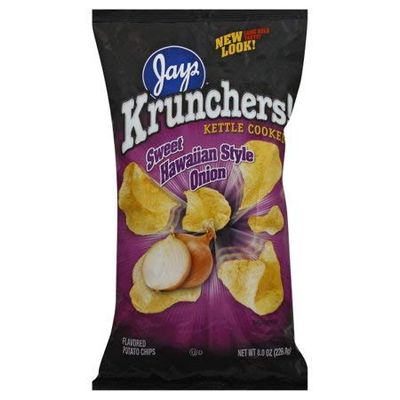 Jays Krunchers Kettle Cooked Sweet Hawaiian Style Onion Chips 8 oz Bag