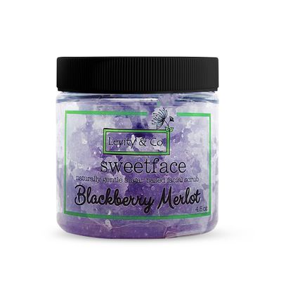 Levity Co. Sweetface Facial Sugar Scrub. Anti Aging, Deep Cleaning Acne Treatment, Exfoliating Facial Scrub Regenerates Brightens Face, Neck D collet (Blackberry Merlot)