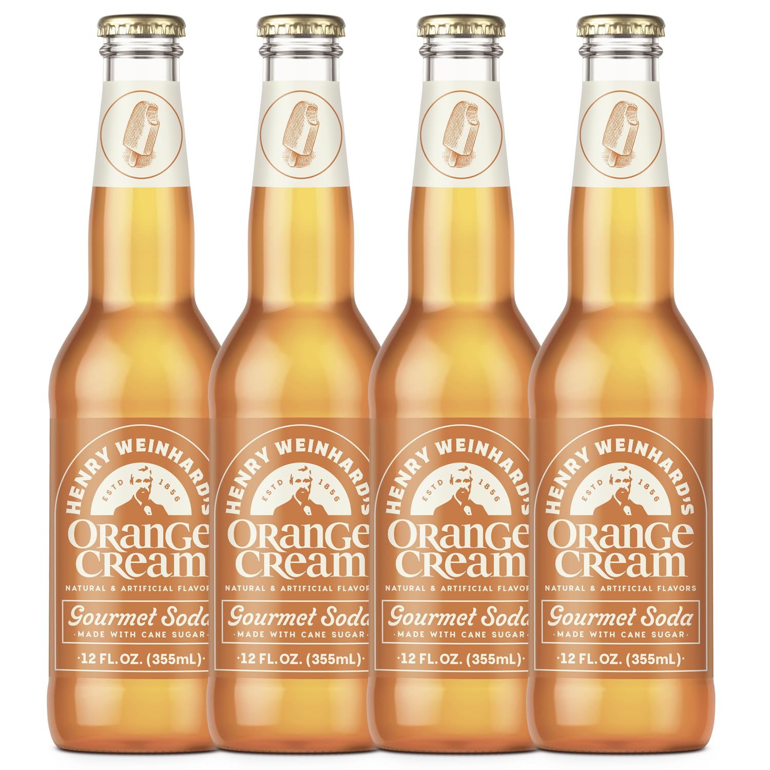 Henry Weinhard&#39;s Orange Cream Soda 4 Pack 12oz Glass Bottles Classic American Flavor Premium Craft Soda