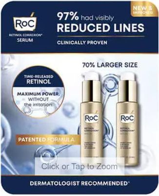Roc retinol correxion serum - firms reduces of wrinkles 1.0 fl oz, 2 Pack