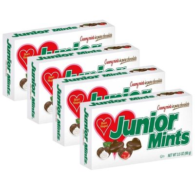 Valentine Heart Shaped Chocolate Junior Mints Candy 3.5-Ounce Gift Box - 4 Count