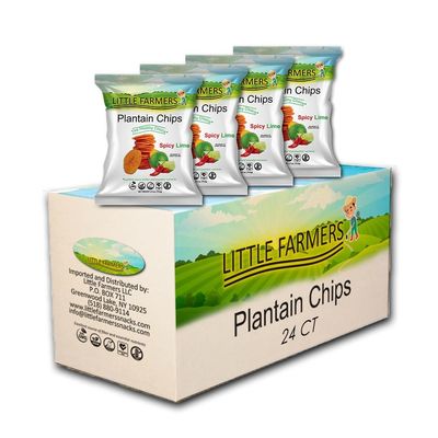 Little Farmers Pack of 24 Crispy Natural Snack All-Natural, Handcrafted Crispy Snack Made from Premium Ecuadorian Plantains No Artificial Ingredients, Gluten-Free, Non-GMO (Pack of 24, Spicy Lime)
