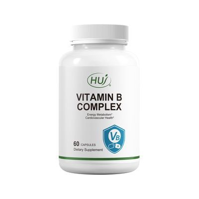 HUJ Vitamin B Complex - B Vitamins Supplement to Support Energy Metabolism, Cardiovascular Health - 60 Capsules