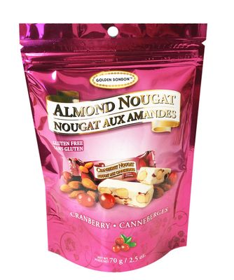 Golden Bourbon Gluten Free Almond Nougat Chewy Candy 2.5oz, 1 Pack (Cranberry)