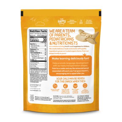 Happy Tot Organic Multi-Grain Cookies Toddler Snack, Fun Transportation Shapes, Vanilla, 4.4 Ounce (Pack of 5)