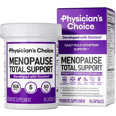 Physician&#39;s CHOICE Menopause Probiotic Supplement for Women - Supports Hormone Balance, Hot Flashes, Night Sweats, Weight Management, Bloating Gut Health - with Black Cohosh, Resveratrol - 45ct