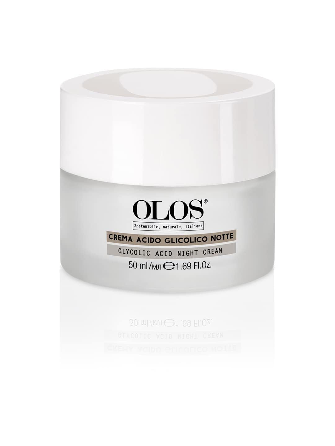 OLOS Glycolic Acid Night Cream, 1.7 oz - Intensive Night Cream with Shea Butter - Revitalizing and Renewing Skin - Deep Exfoliation Night Face Cream