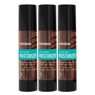 Mambino Organics Balancing Sheer Moisturizer - Vegan, Face Cream with Tunisian Prickly Pear Sri Lankan Coconut - Hydrating for Oily, Blemish-Prone Skin - Cruelty-Free Skin Care, 3-Pack 1.7 fl oz