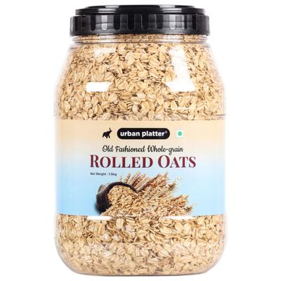 Urban Platter Rolled Oats Whole Grain, High-Fiber Breakfast Cereal Ideal for Oatmeal, Overnight Oats Baking Vegan, No Added Sugar, Nutrient-Rich Whole Grain 52.91 Oz (1.5kg)