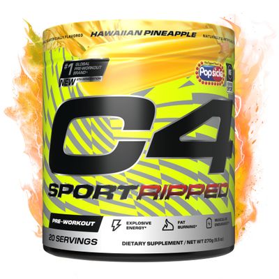 Cellucor C4 Ripped Sport Pre Workout Powder - NSF Certified for Sport - 200mg Caffeine Cayenne Extract Carnitine Tartrate Beta-Alanine - Hawaiian Pineapple, 20 Servings