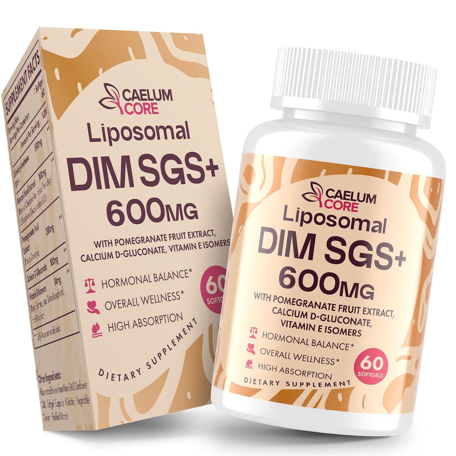 Liposomal DIM SGS Supplement - Hormone Supplement for Women Men, Estrogen Supplements Contains Sulforaphane Glucosinolate, Vitamin E, Pomegranate Fruit - Support Detox and Antioxidant (1 Pack)