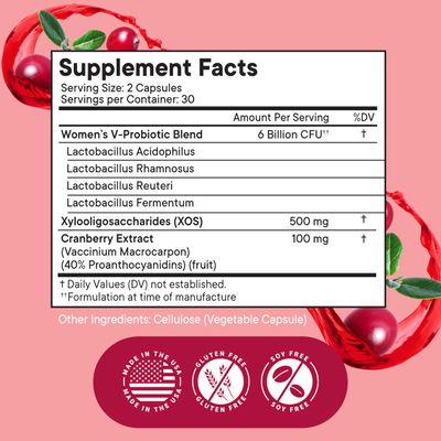 NEW AGE Vaginal Probiotics for Women with Prebiotics, Cranberry Extract, and a Lactobacillus Probiotic Blend, Supports Healthy pH Balance, Odor Control, Vaginal Flora - 180 Capsules