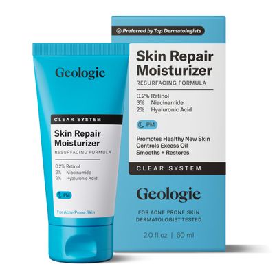 Geologie Skin Repair Moisturizer Face Cream Clear System Retinol Resurfacing Formula For Blemish Prone Skin with Niacinamide Hyaluronic Acid 60 ML