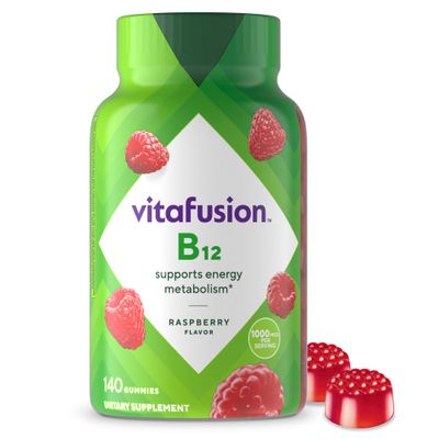vitafusion Vitamin B12 Gummy Vitamins for Energy Metabolism Support, Raspberry Flavored, America s Number 1 Gummy Vitamin Brand, 70 Day Supply, 140 Count