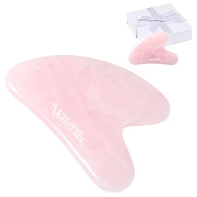MELLA ELLA BEAUTY- Rose Quartz Gua Sha - Premium Quality Facial Sculpting Tool - Lymphatic Drainage - Anti-Aging - Slimming Firming - Skincare Tool - Giftable