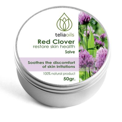 Teliaoils Natural Red Clover Salve - 100 Herbal Skin Care for Moisturization Elasticity - All Skin Types - Non-GMO, Cruelty-free 1.7 oz