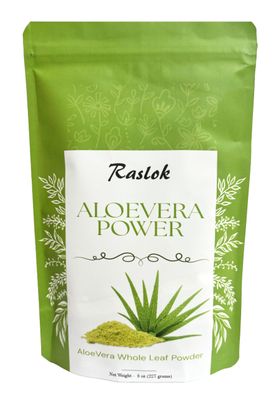 Raslok Aloe Vera Powder Aloe barbadensis Powder Natural Skin Moisturizer (8 oz) for External Use Only