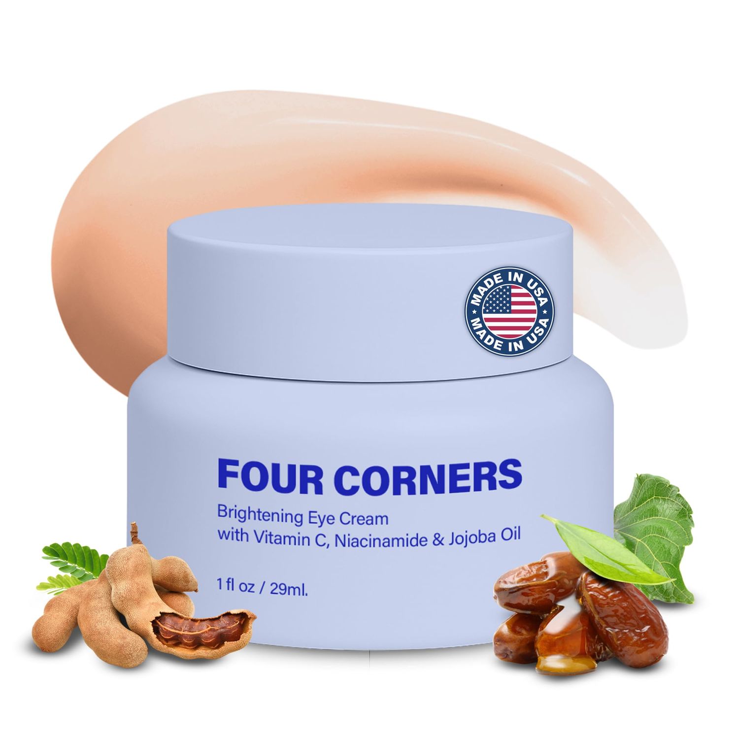 Four Corners Skincare Eye Cream with Vitamin C, Niacinamide (Vitamin B3) Jojoba Oil