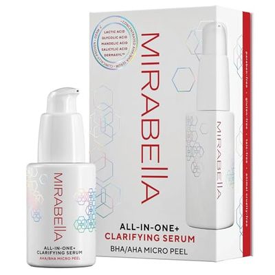 Mirabella All In One Clarifying Serum Micro Peel for Anti Aging - Hydrating 7 Glycolic Acid 8.8 Lactic Acid Serum Face Peel with AHA BHA Exfoliant, 1 Oz