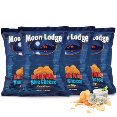 Moon Lodge 4 Pack Buffalo Wings Potato Chips - Kosher Halal Snacks for All Ages, Perfect for Parties Movie Nights (6 Oz Bag)