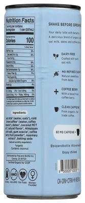Pop And Bottle, Latte Oat Milk Classic Antioxidants, 8 Fl Oz