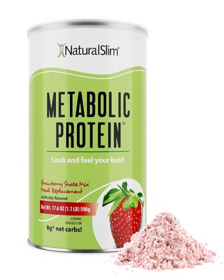 Naturalslim Meal Replacement Protein Powder Strawberry - Metabolic Protein Powder Help Curb Cravings, Hunger Metabolism Support - Low Carb Breakfast Shake Mix - 10 Servings, 17.6oz