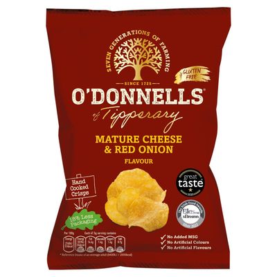 O&#39; Donnells of Tipperary Handcooked Mature Irish Cheese and Red Onion Flavour Crisps (7 x 47.5g packs)