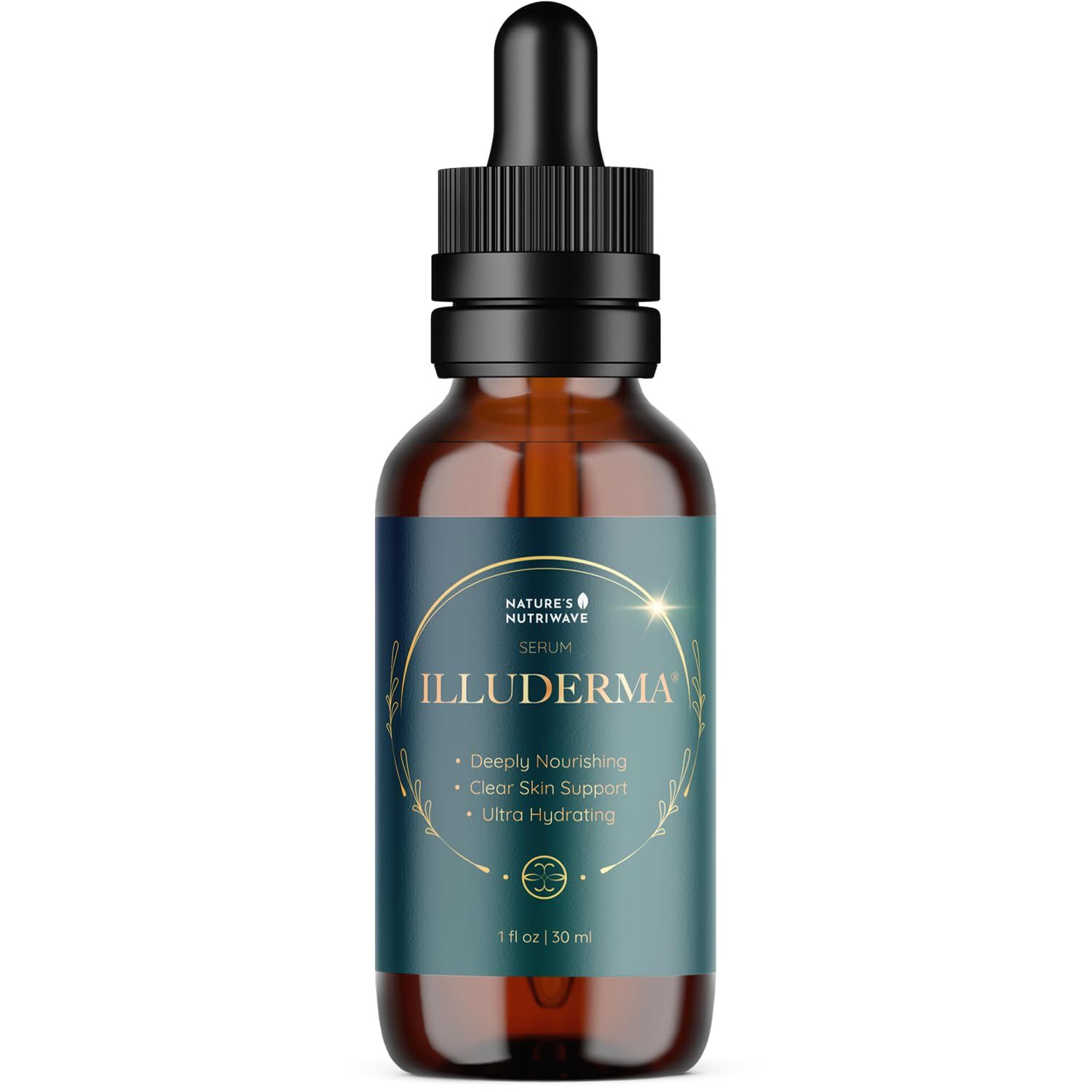 Illuderma Serum - 100 Natural Facial Serum with 16 Beneficial Ingredients for Hydrated, Nourished Skin - 1 Oz, 30ml, 1 Month Supply
