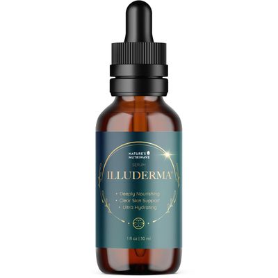 Illuderma Serum - 100 Natural Facial Serum with 16 Beneficial Ingredients for Hydrated, Nourished Skin - 1 Oz, 30ml, 1 Month Supply