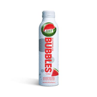 JUST Bubbles Watermelon - Pure Premium Sparkling Spring Water in a Fully Recyclable Reusable Eco-Friendly Bottle - 100 Mountain-Sourced Carbonated Water with Naturally Occurring Minerals, 16 Fl Oz