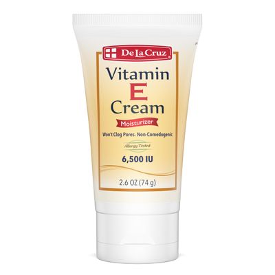 De La Cruz Vitamin E Cream Moisturizer for Face and Neck - Moisturizing Skin Care for All Skin Types - Made in USA, 2.6 oz Tube