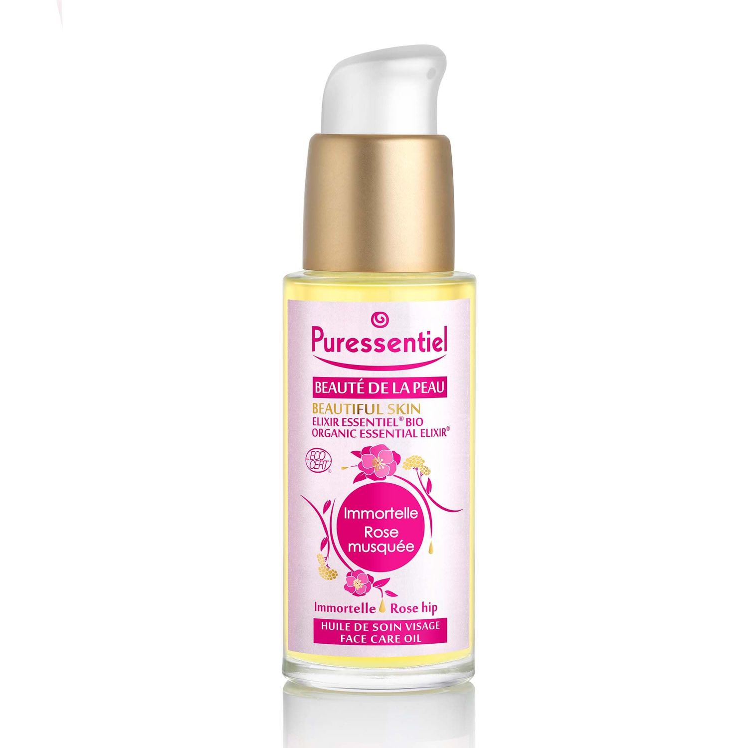 Puressentiel Organic Elixir Face Care Oil - Smoothing and Reshaping Face Serum with Essential Oils - Naturally Derived for Healthy, Glowing Skin - Leaves Skin Replenished and Rejuvenated - 1 oz