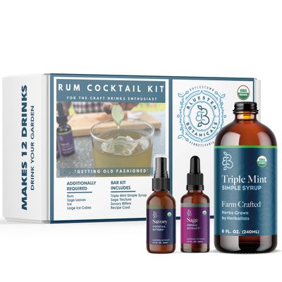Bluestem Botanicals, Getting Old Fashioned Rum Mixer Gift Set for Craft Cocktails, 3 Organic Herbal Extract Mocktail Mixers, Makes up to 16 Drinks, Alcohol Not Included