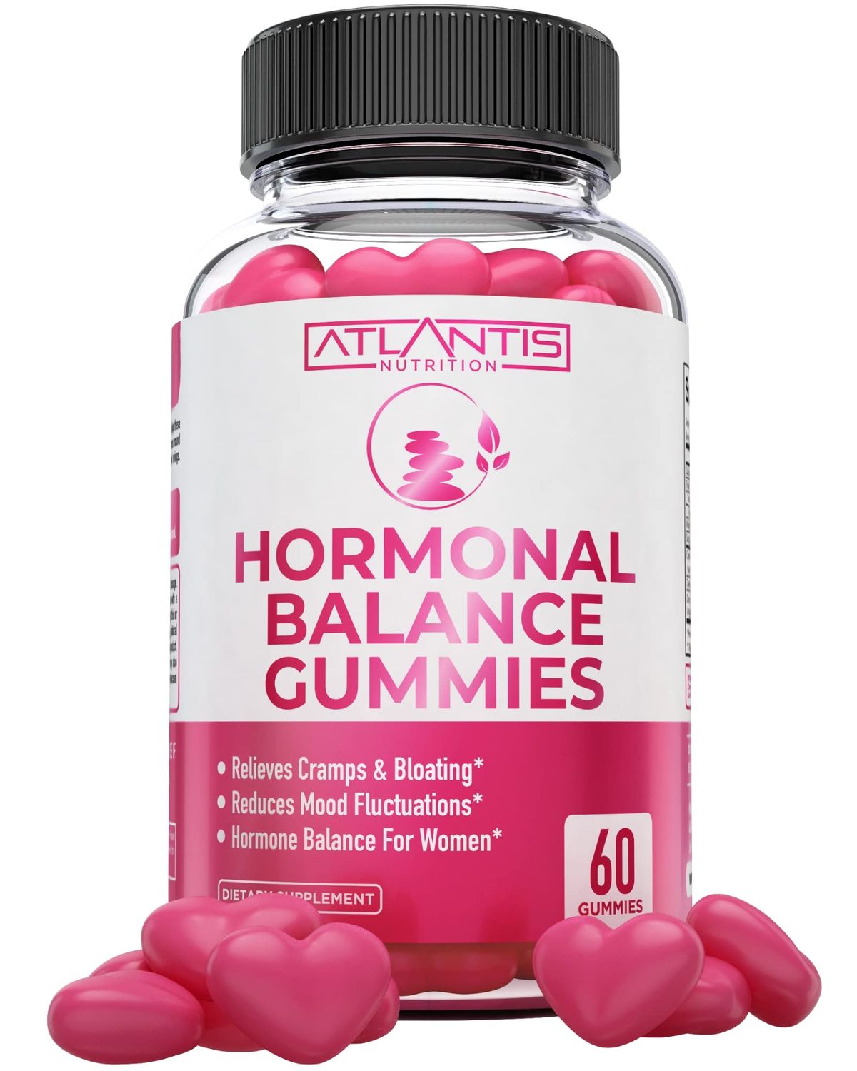Atlantis Nutrition Hormonal Balance for Women PMS Relief Gummies - Alleviates Cramps, Bloating, Mood Swings, Hot Flashes Night Sweats - Cranberry, Dong Quai Chasteberry Menstrual Cramp Relief