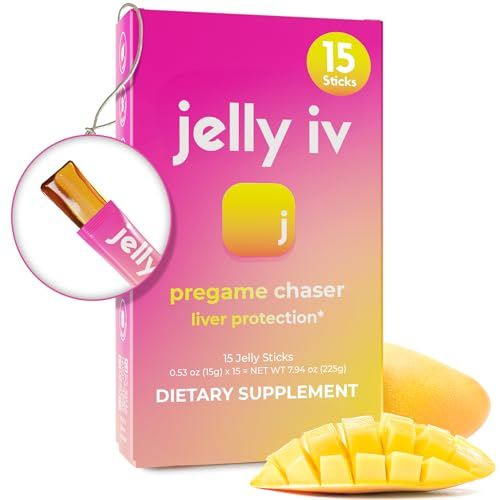 Fast Morning Relief Supplement Stick by Jelly IV - Natural Electrolytes Liver Support Recovery - Nausea Reducing DHM - B Vitamins - Plant-Based Flavored Jelly Sticks - 15 Pack