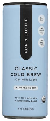 Pop And Bottle, Latte Oat Milk Classic Antioxidants, 8 Fl Oz