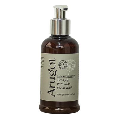 Arugot Organic Wild Rose Face Wash, Made in Israel Anti-Aging Facial Cleanser for Age Spots, Dark Circles Fine Lines - 5.1 FL Oz 150 Ml