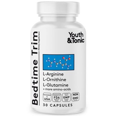 Youth Tonic PM Bedtime Trim Amino Acids Supplement Pills for Men and Women 30 Capsules to Support Metabolism and Defined Lean Muscles During Night Time
