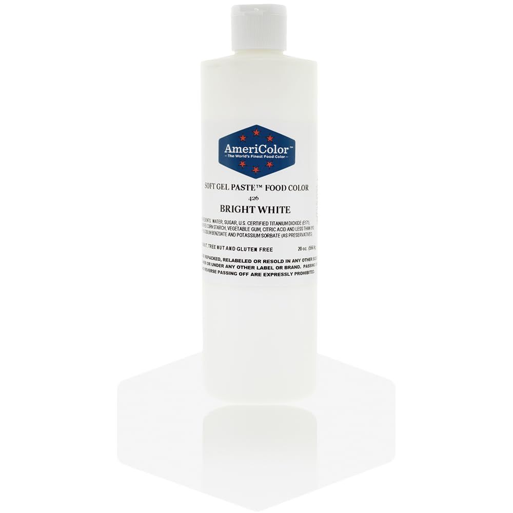 Food Coloring AmeriColor - Bright White Soft Gel Paste, 20 Ounce
