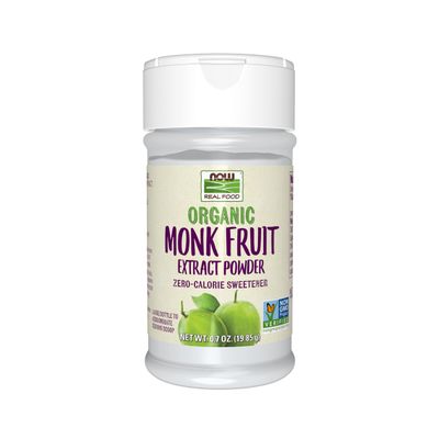 NOW Foods, Certified Organic Monk Fruit Extract Powder, Zero Calorie Sweetener, Large Bottle for Serving Scoop, Certified Non-GMO, 0.7-Ounce