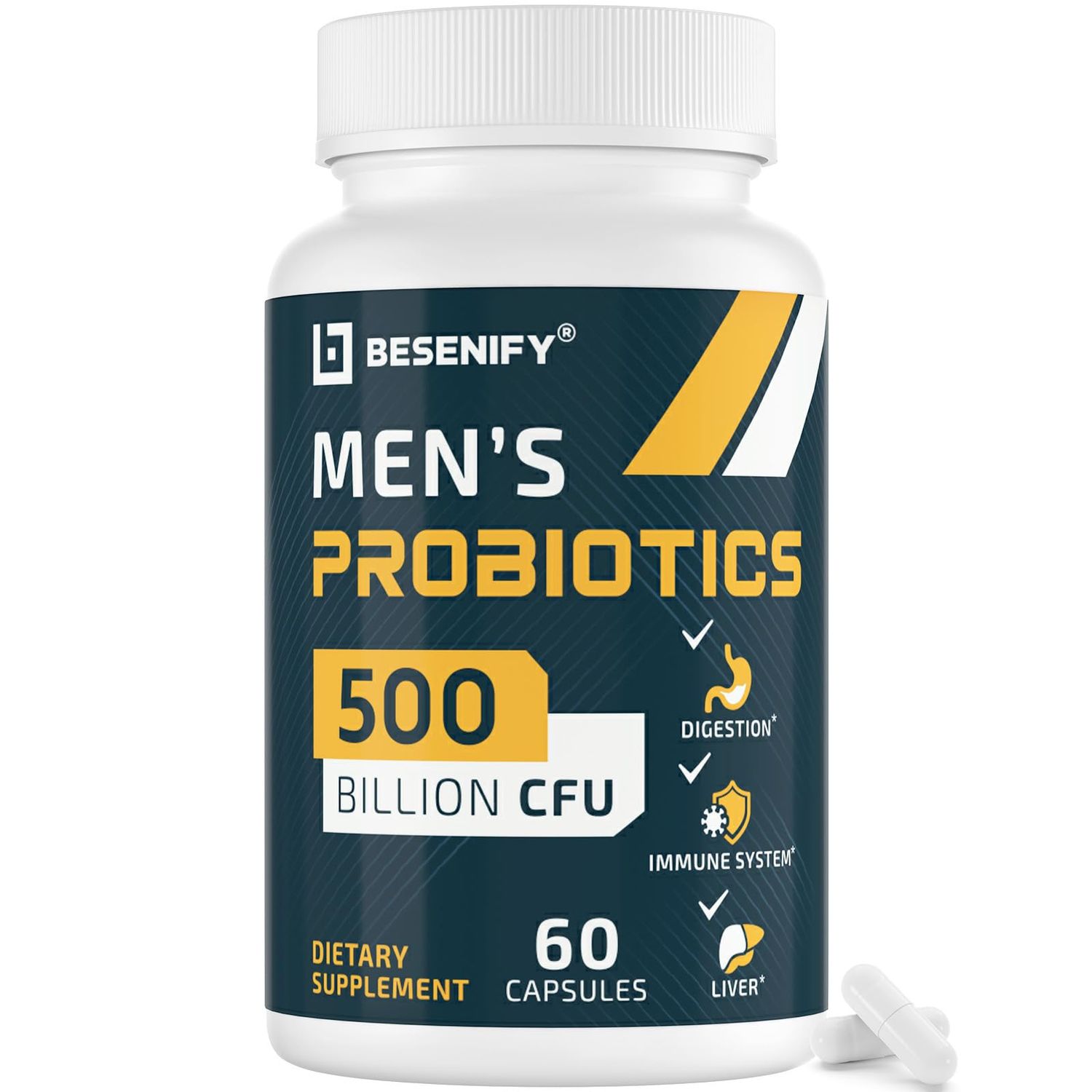 Probiotics for Men, 500 Billion CFUs 12 Strains, Men&#39;s Probiotic with Turmeric, Cranberry, Goji, Pro Biotics for Overall Digestive, Immune Health, Stomach, Gut Bloating, 60 Capsules