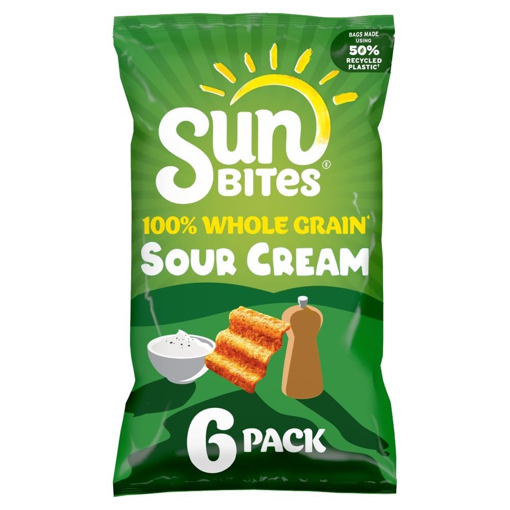 Sunbites Sour Cream and Pepper Multipack Snacks, 6 x 25 g
