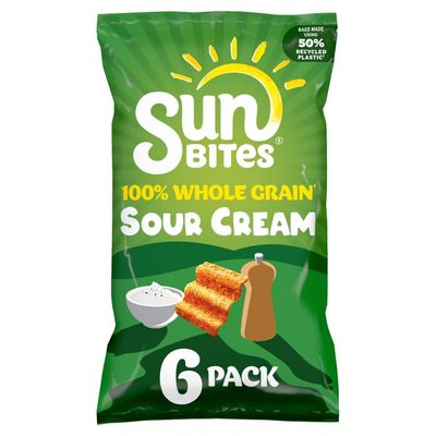 Sunbites Sour Cream and Pepper Multipack Snacks, 6 x 25 g