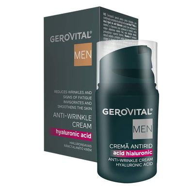 GEROVITAL MEN Anti Wrinkle Face Cream with Hyaluronic Acid, Vitamin E, Facial Skin Care, Moisturizer Face Cream, Anti Aging Face Cream, 30 milliliters