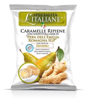 &quot;Le Italiane&quot; Italian Natural Hard Candy Filled with IGP Pears from Emilia Romagna, Italy and a hint of Ginger (3.5 Oz)